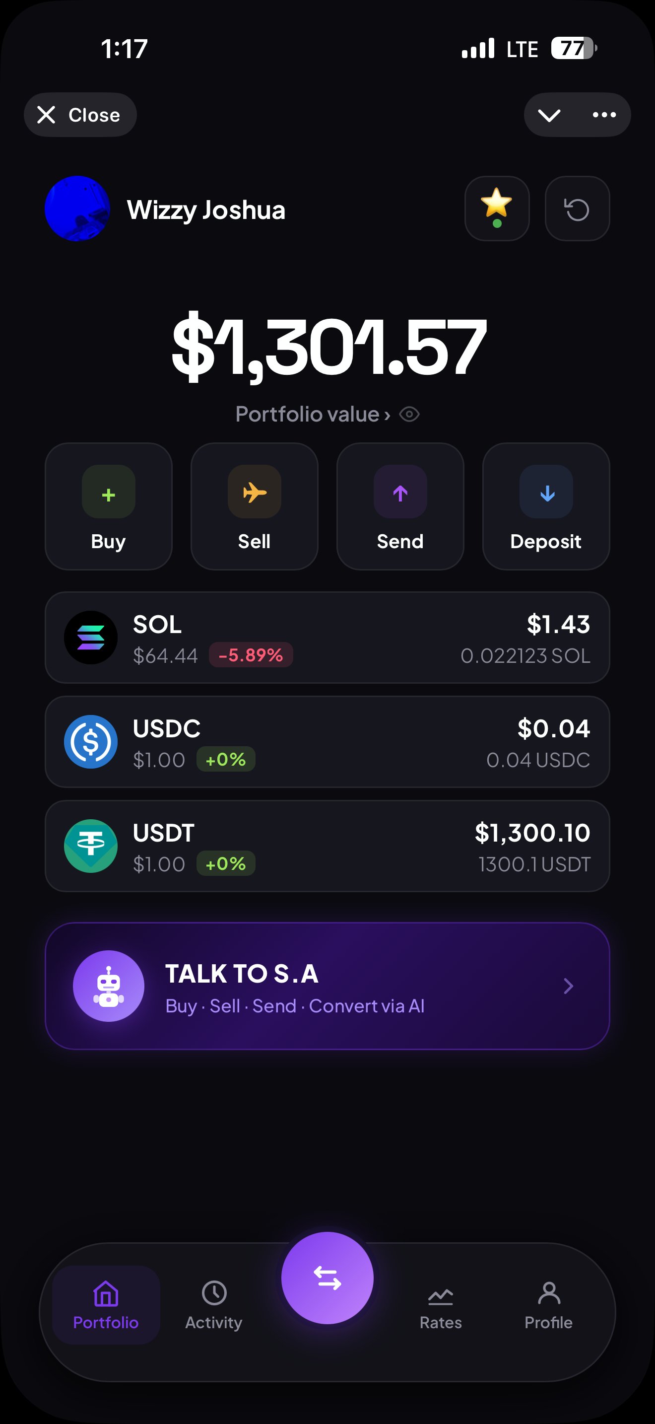 Portfolio screen